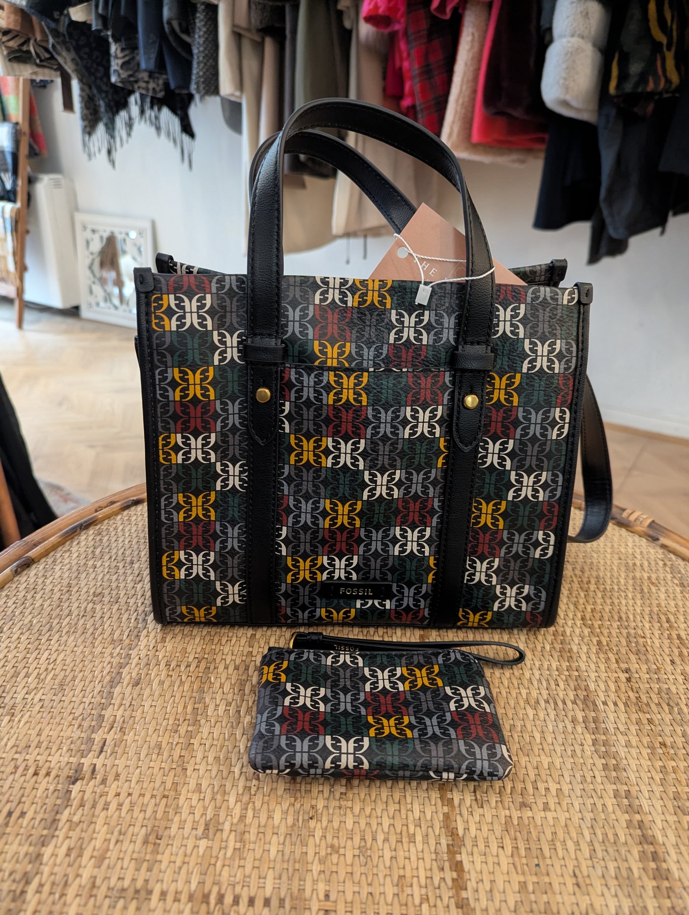 Fossil multi coloured Kingston crossbody & purse