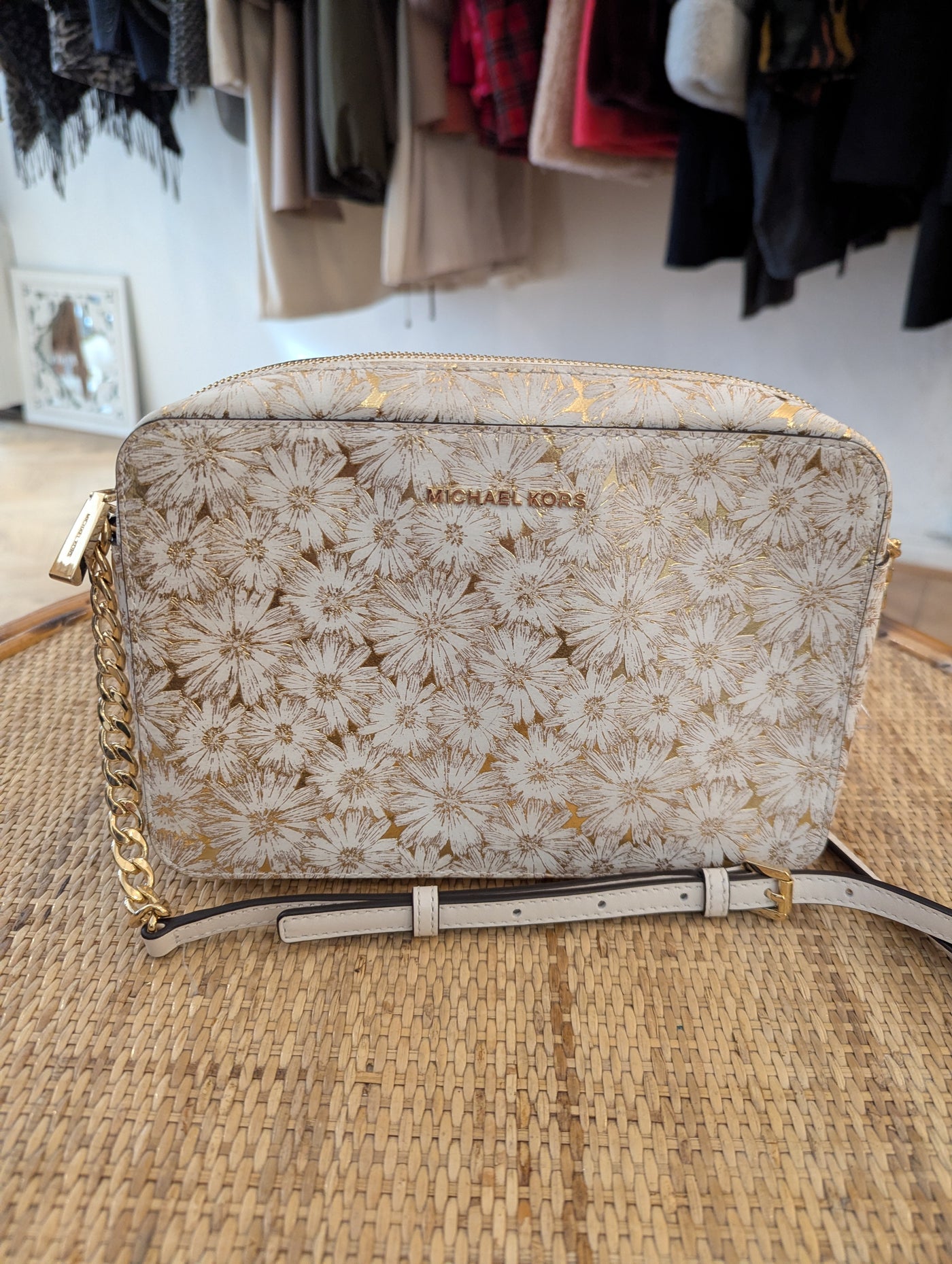 Michael Kors white/gold crossbody