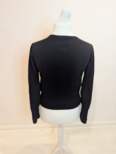 The Seamstress of Bloomsbury Black Embellished Cardigan M