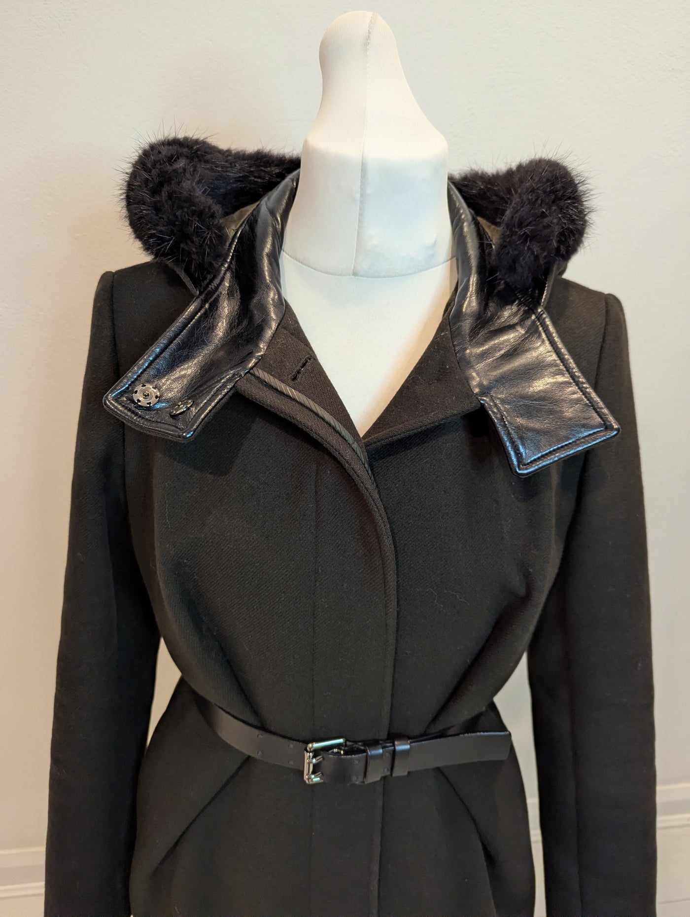Sportmax  wool & Leather trim Coat 12 RRP £850