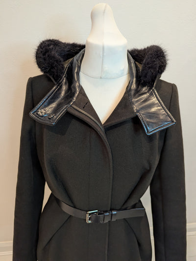 Sportmax  wool & Leather trim Coat 12 RRP £850