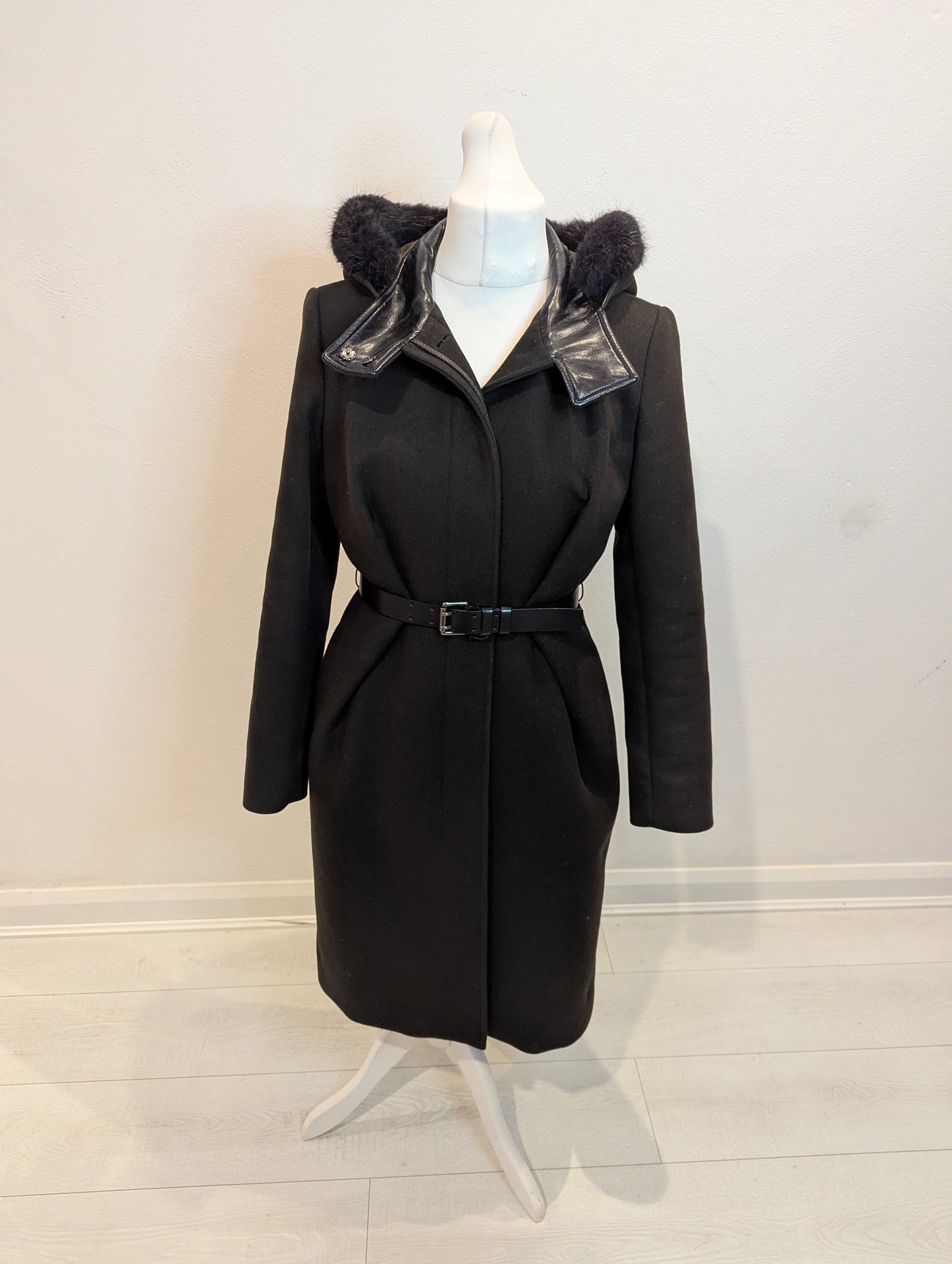 Sportmax  wool & Leather trim Coat 12 RRP £850