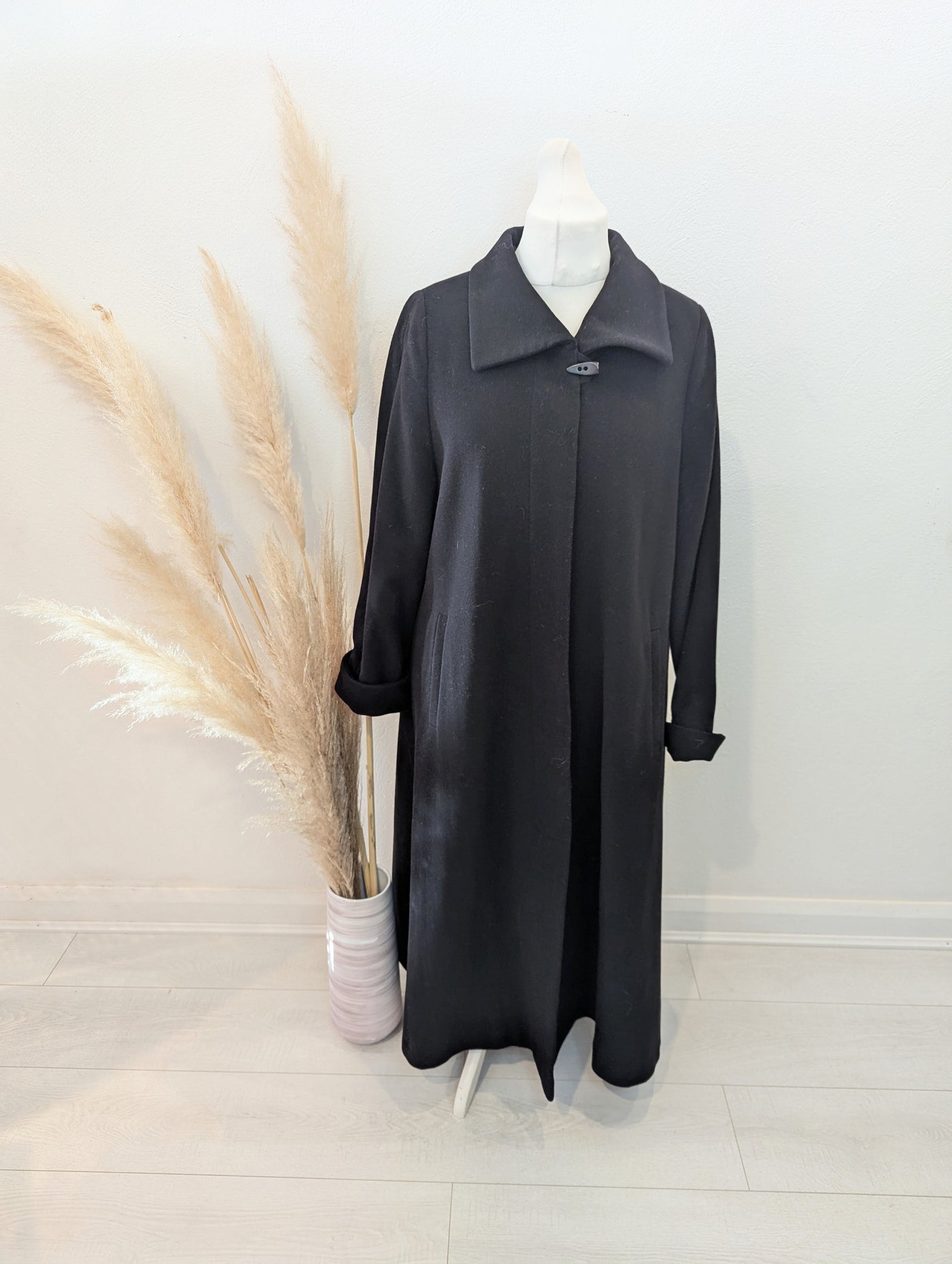 M&S Vintage Black wool Coat 16 
