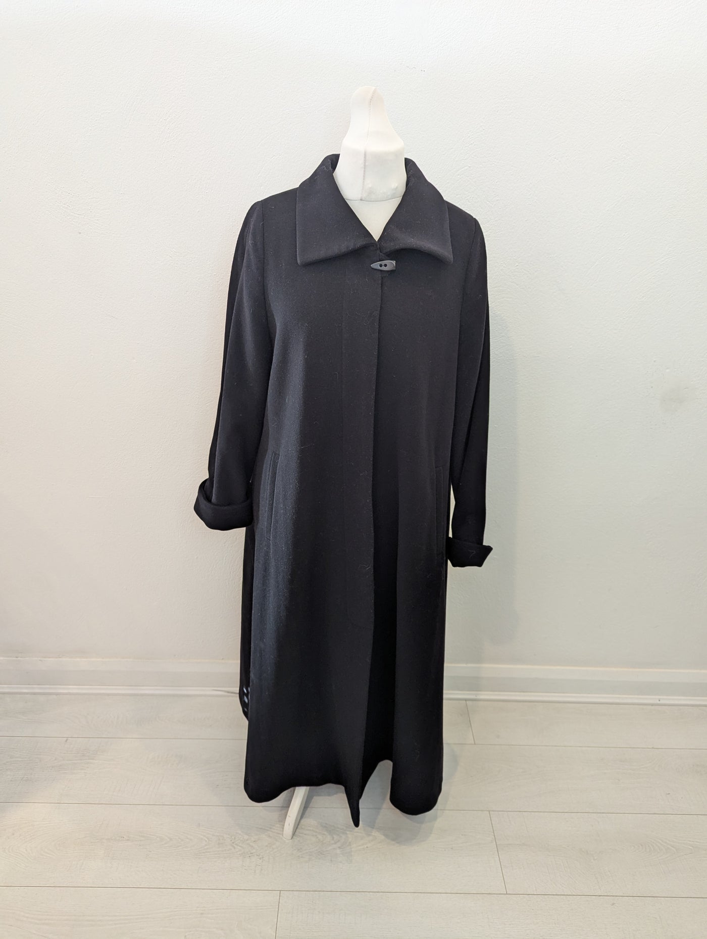 M&S Vintage Black wool Coat 16 