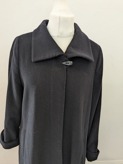 M&S Vintage Black wool Coat 16 