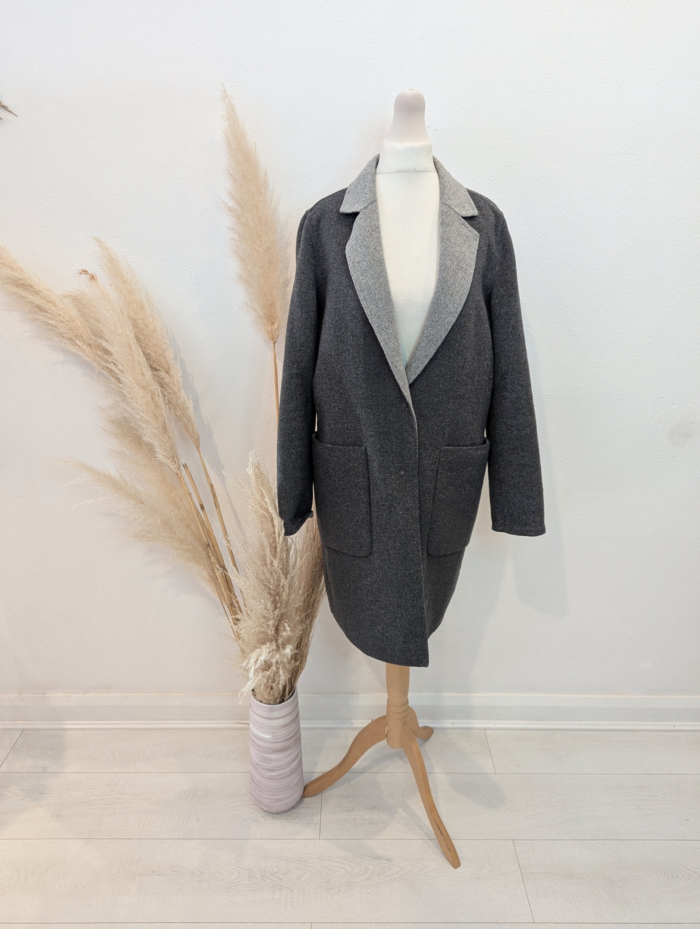 Sisley Grey Reversible Wool Mix Coat 8