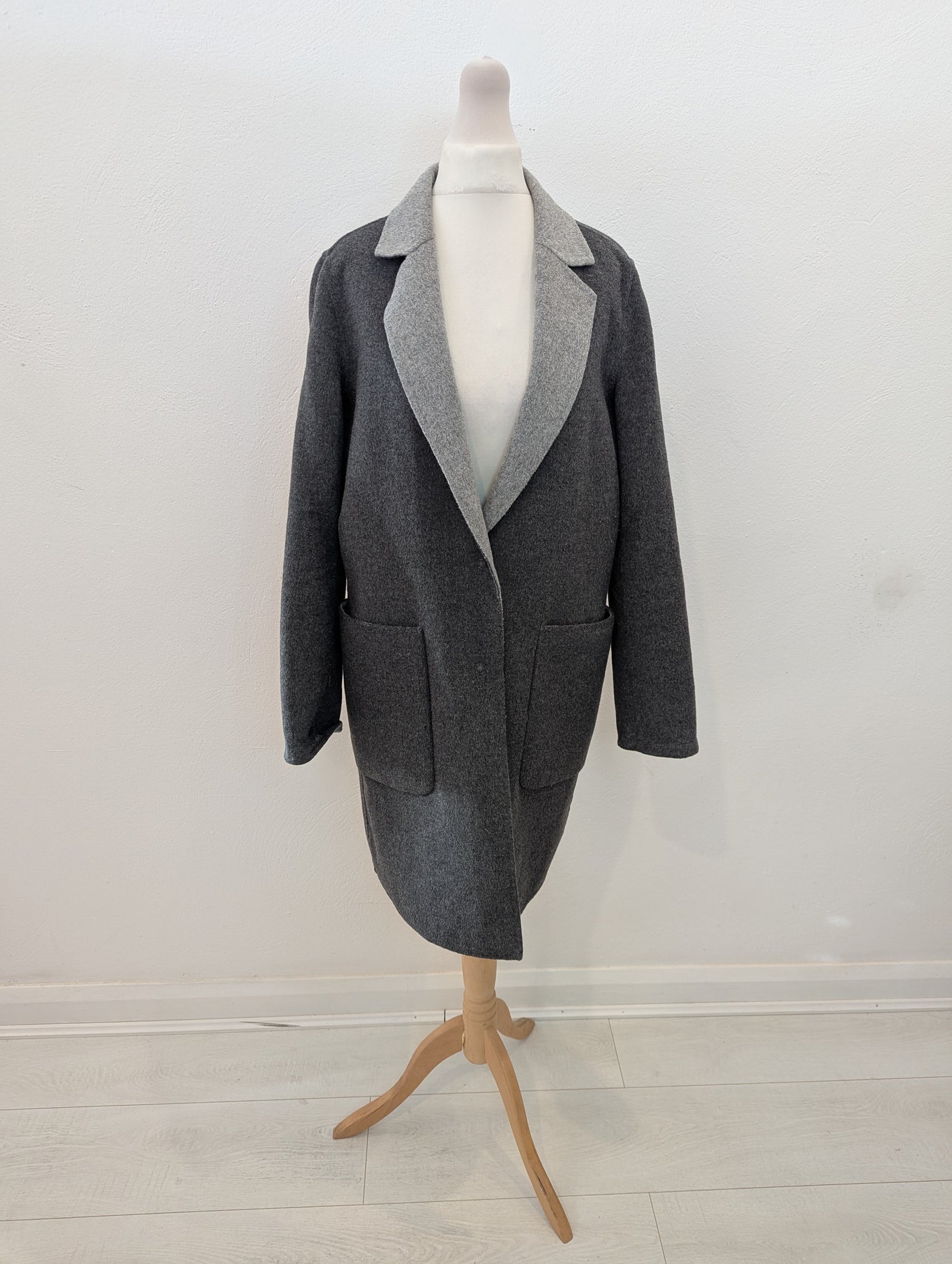 Sisley Grey Reversible Wool Mix Coat 8