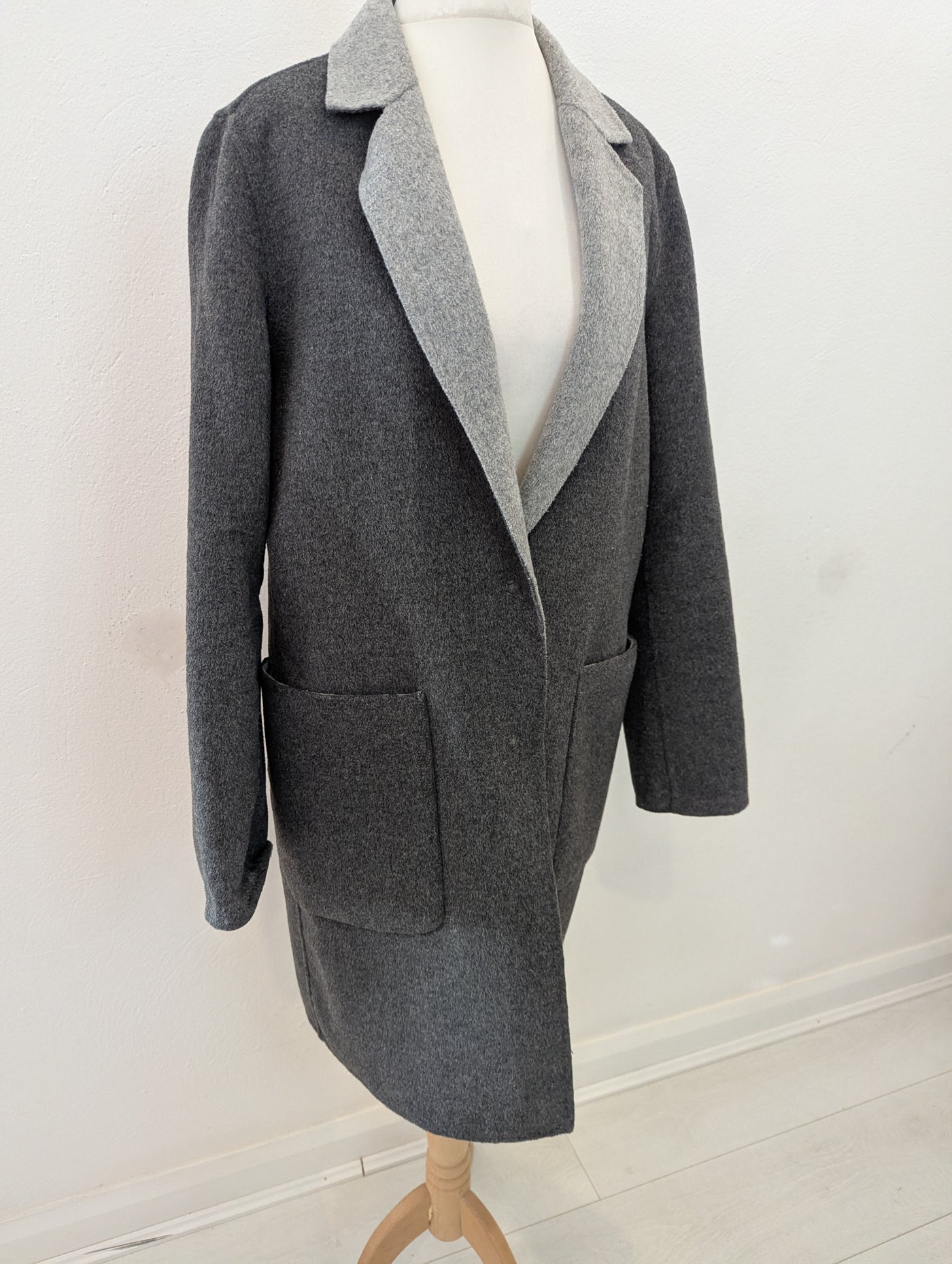 Sisley Grey Reversible Wool Mix Coat 8