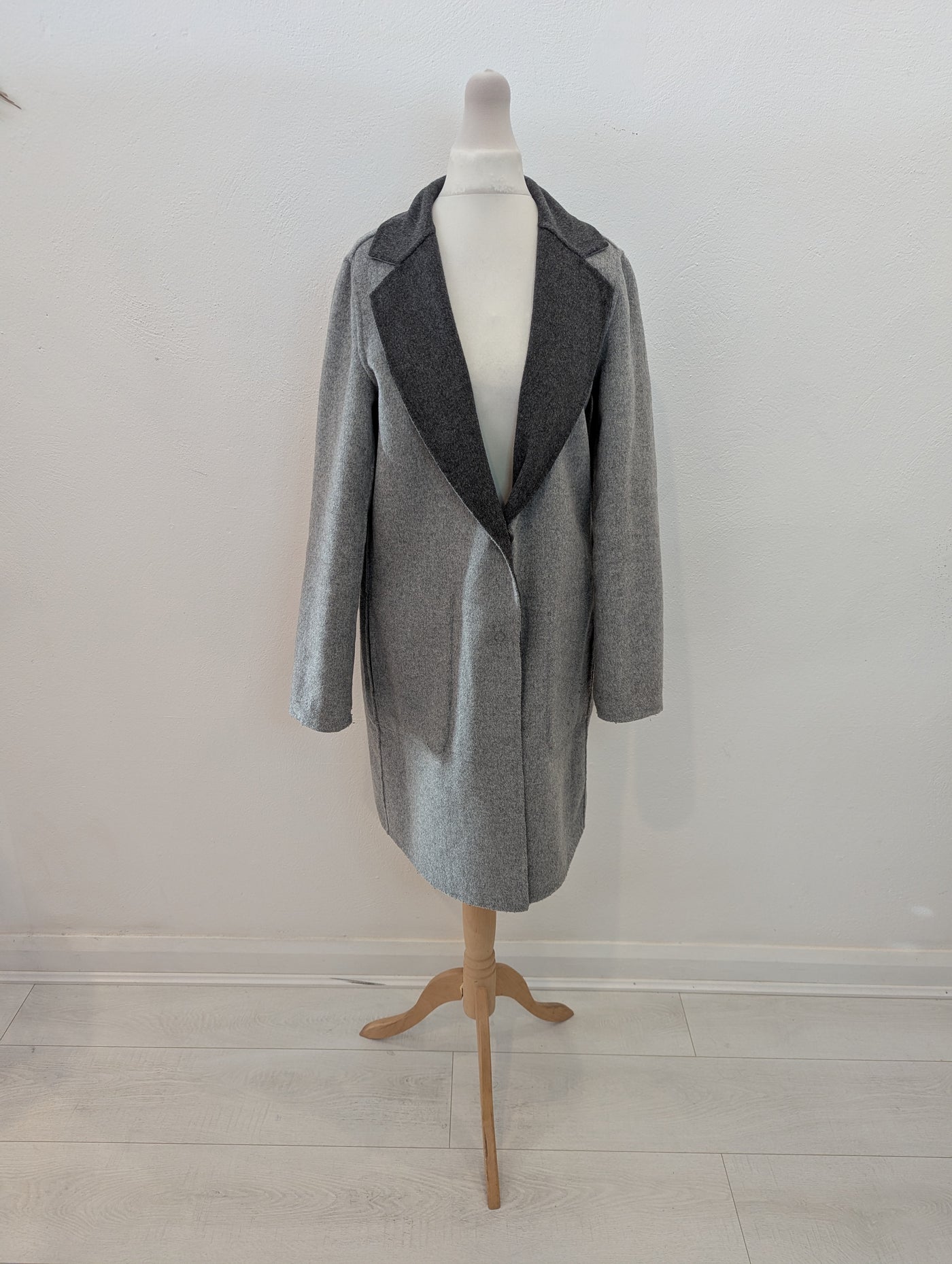Sisley Grey Reversible Wool Mix Coat 8