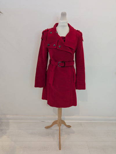 Mango Red brushed cotton trench S