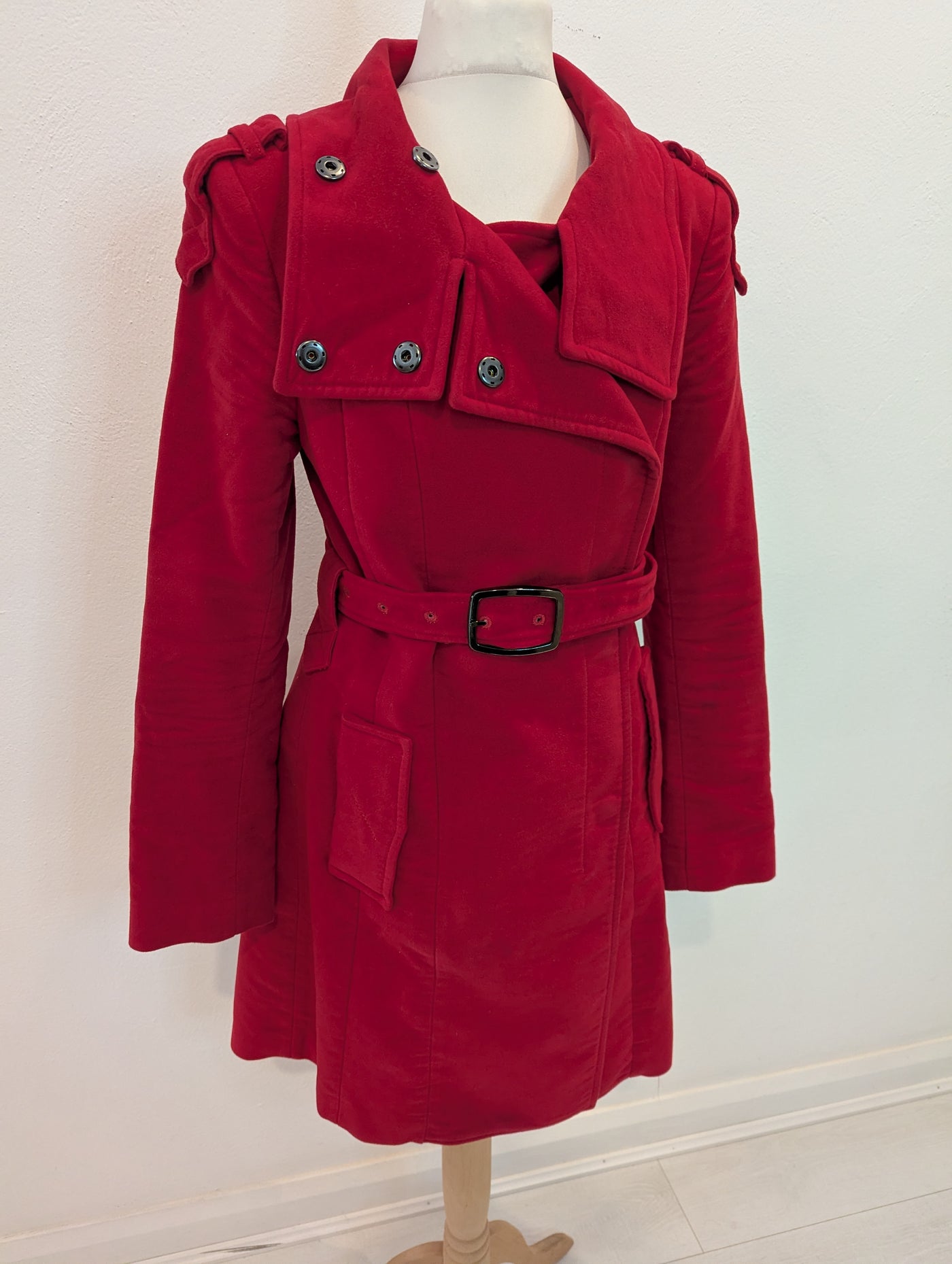 Mango Red brushed cotton trench S