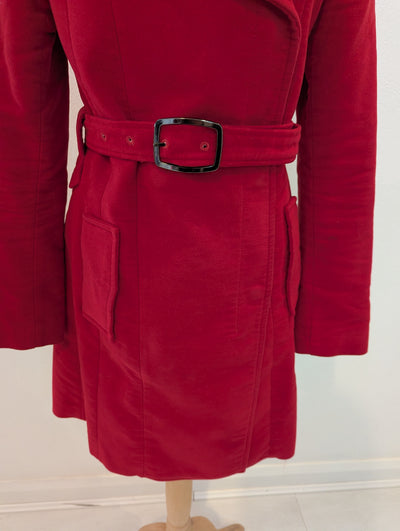 Mango Red brushed cotton trench S