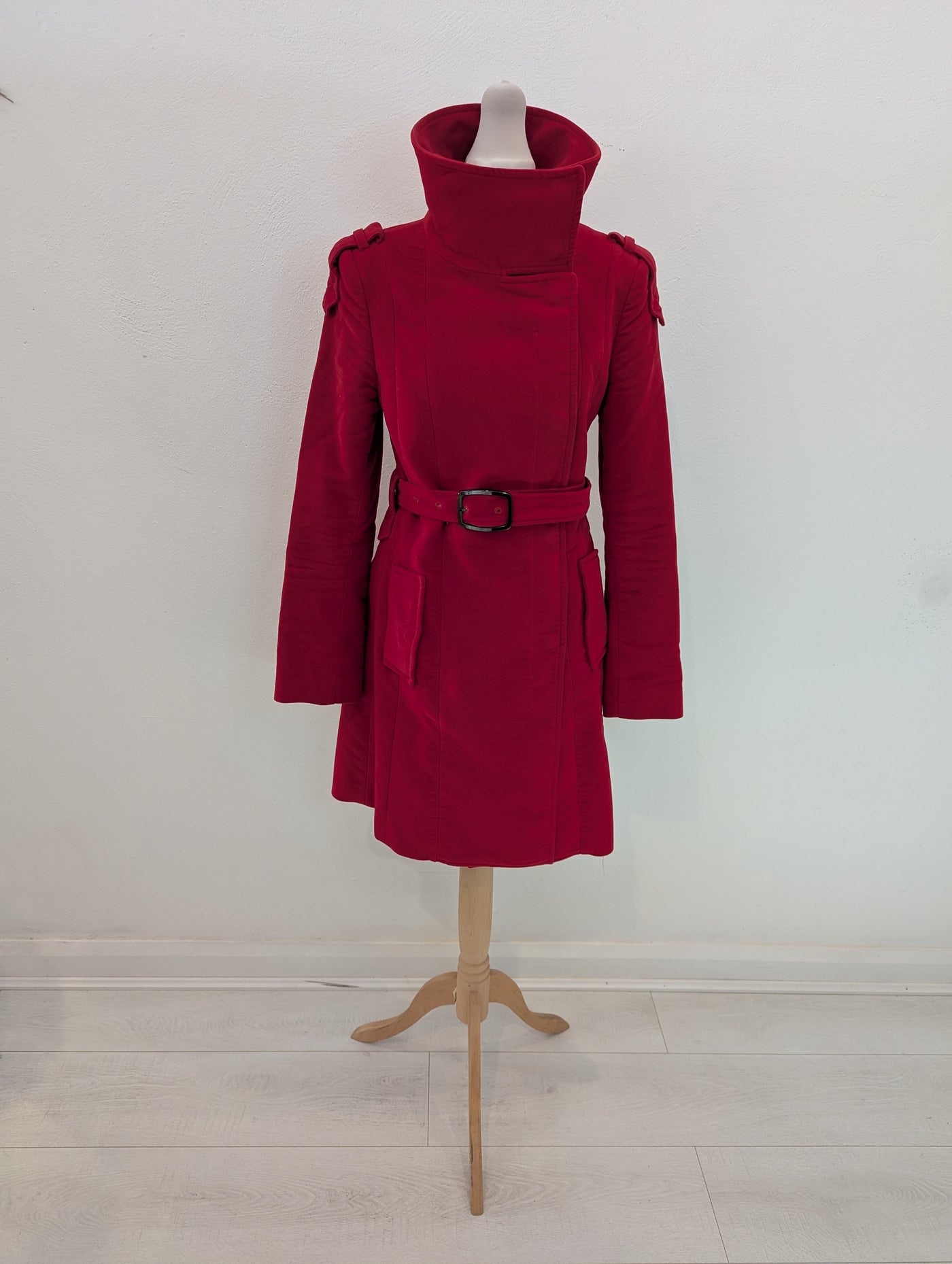 Mango Red brushed cotton trench S