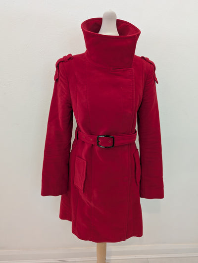 Mango Red brushed cotton trench S