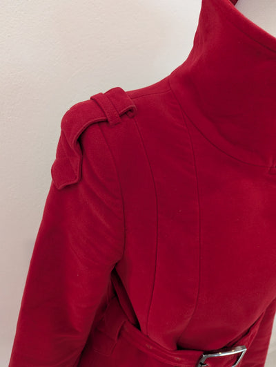 Mango Red brushed cotton trench S