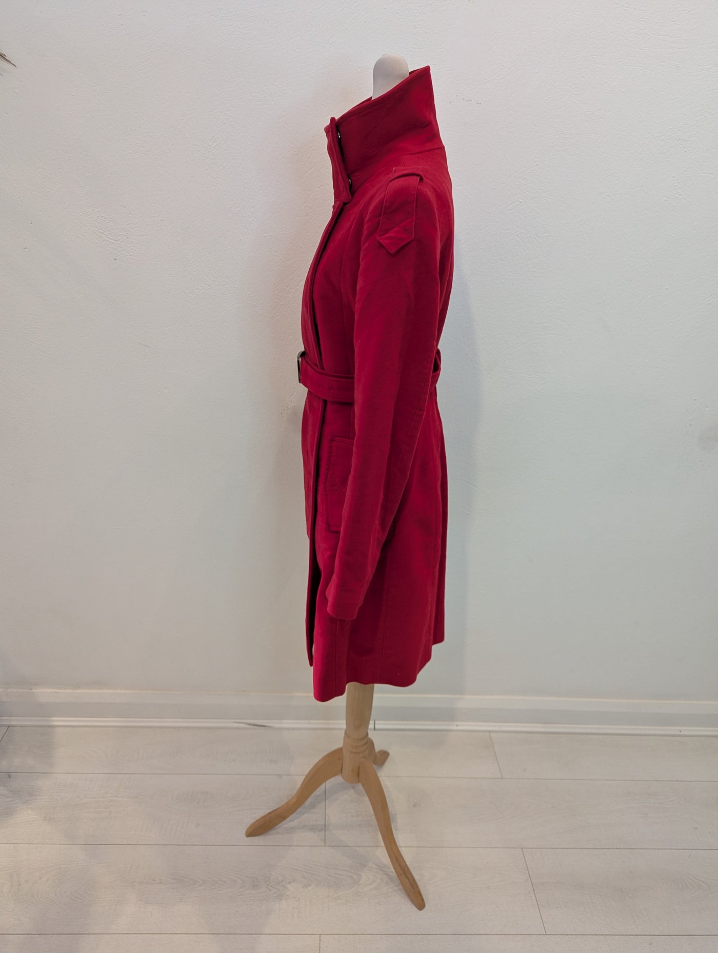 Mango Red brushed cotton trench S