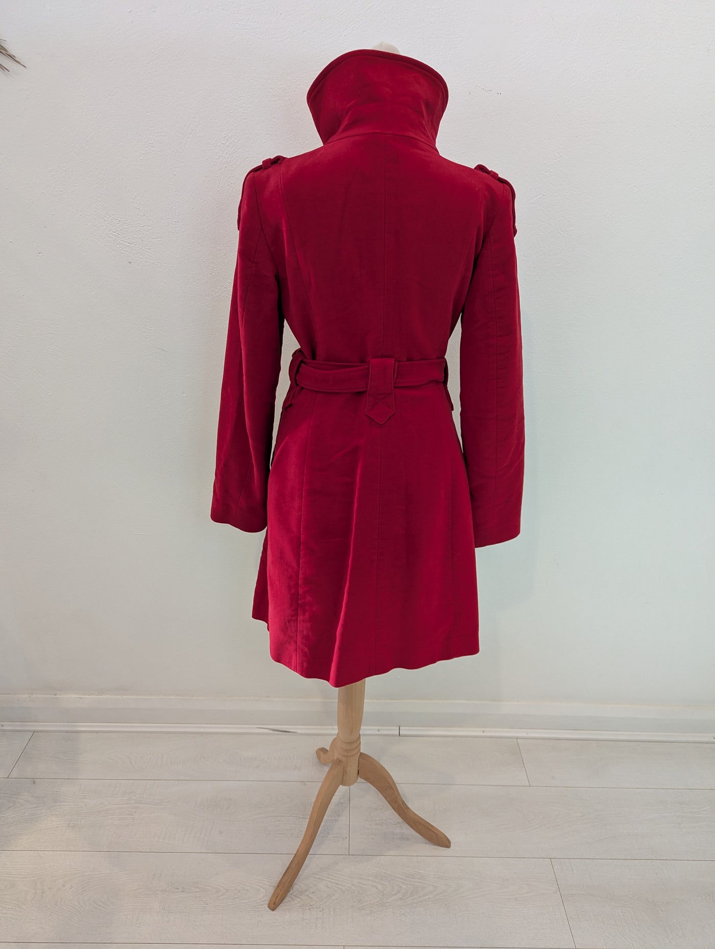 Mango Red brushed cotton trench S