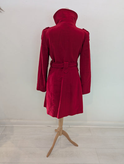 Mango Red brushed cotton trench S