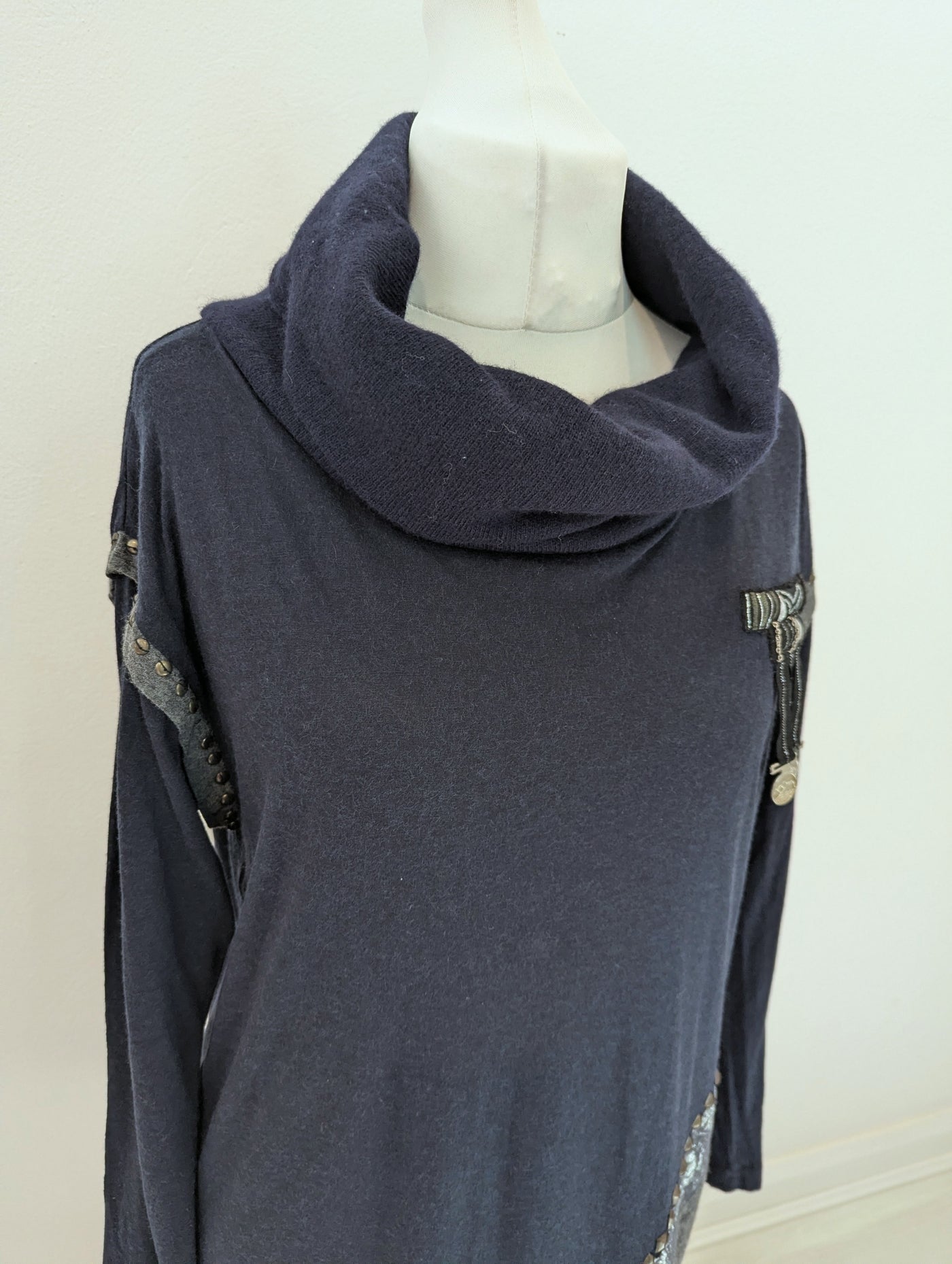 Derhy Navy Embellished Jumper Dress M