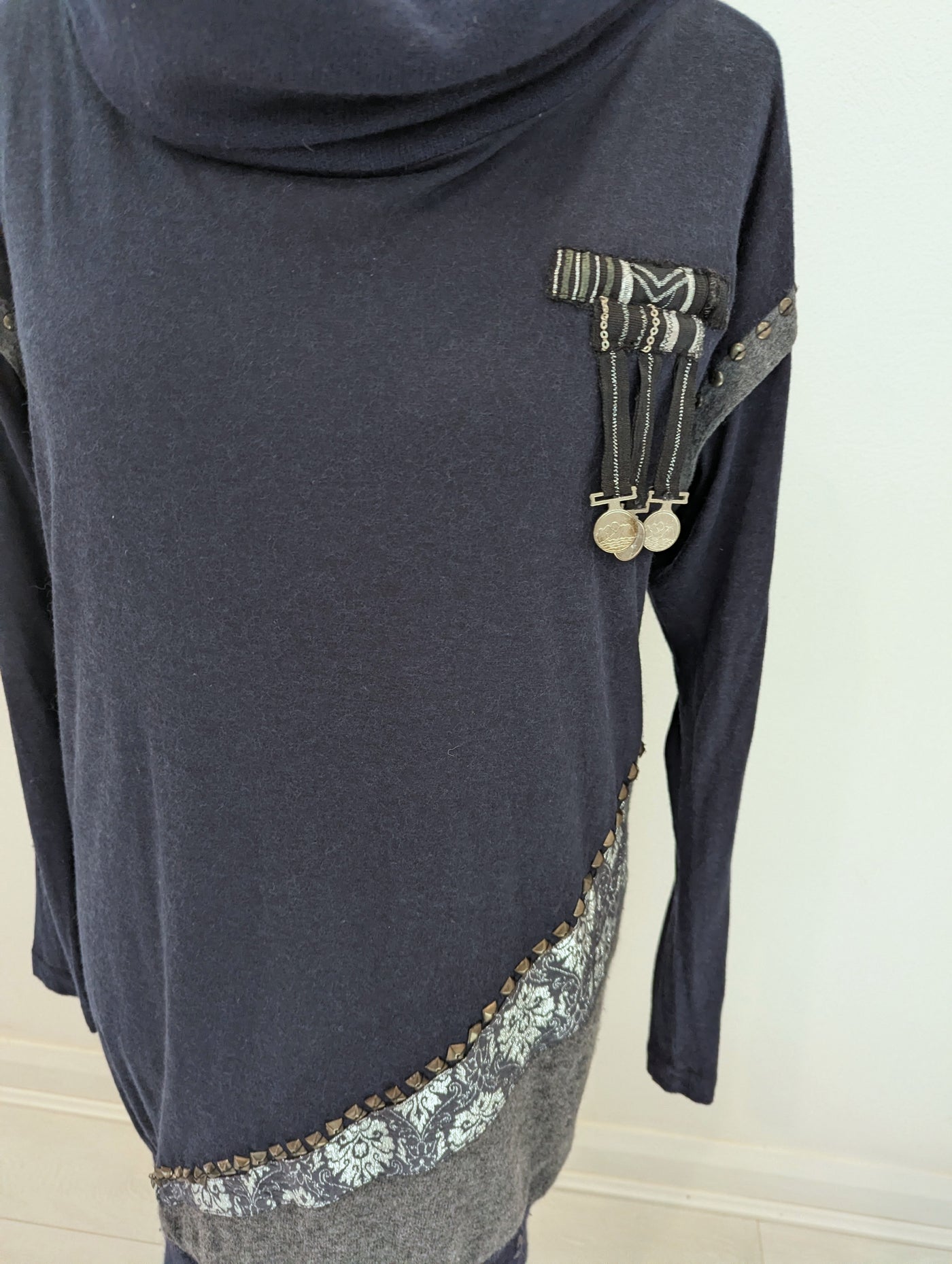 Derhy Navy Embellished Jumper Dress M