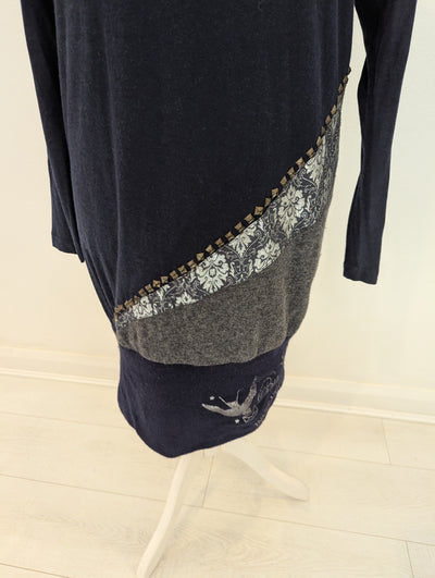 Derhy Navy Embellished Jumper Dress M