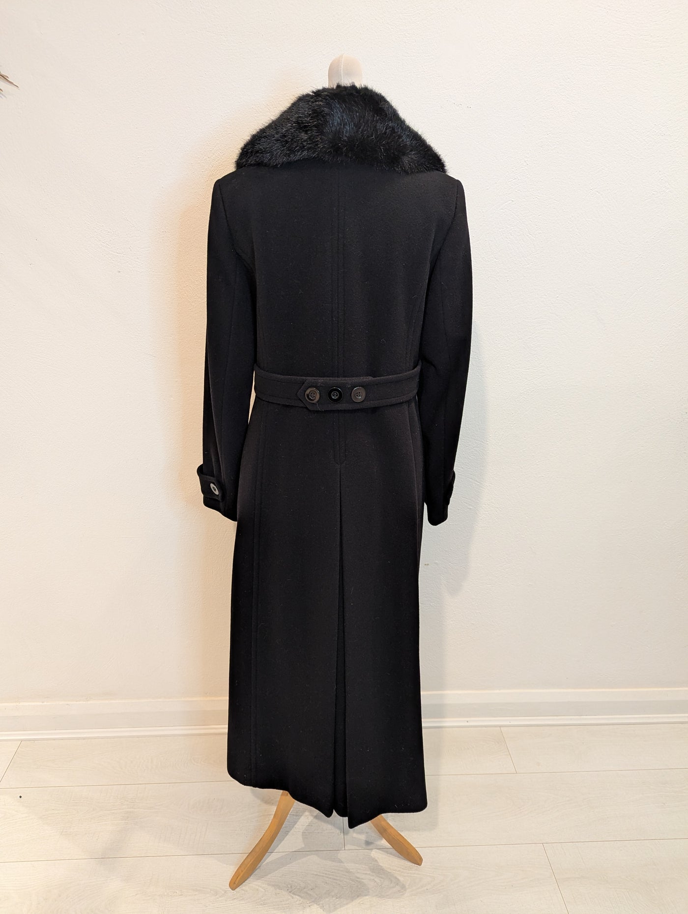 Precis Peitite black wool mix fur collar coat 8