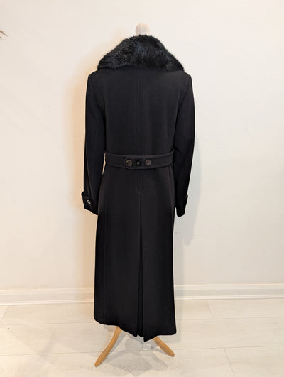 Precis Peitite black wool mix fur collar coat 8