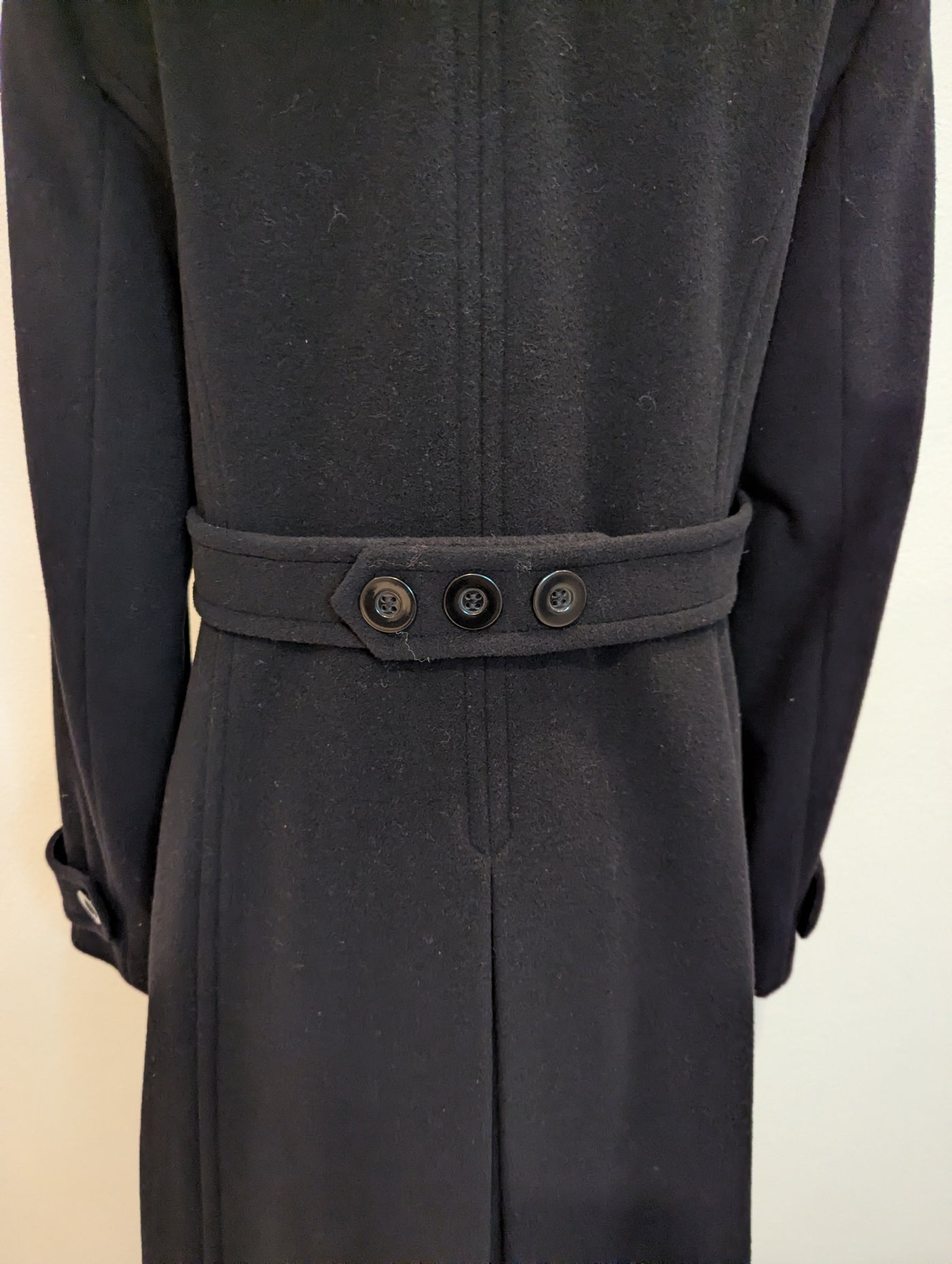 Precis Peitite black wool mix fur collar coat 8