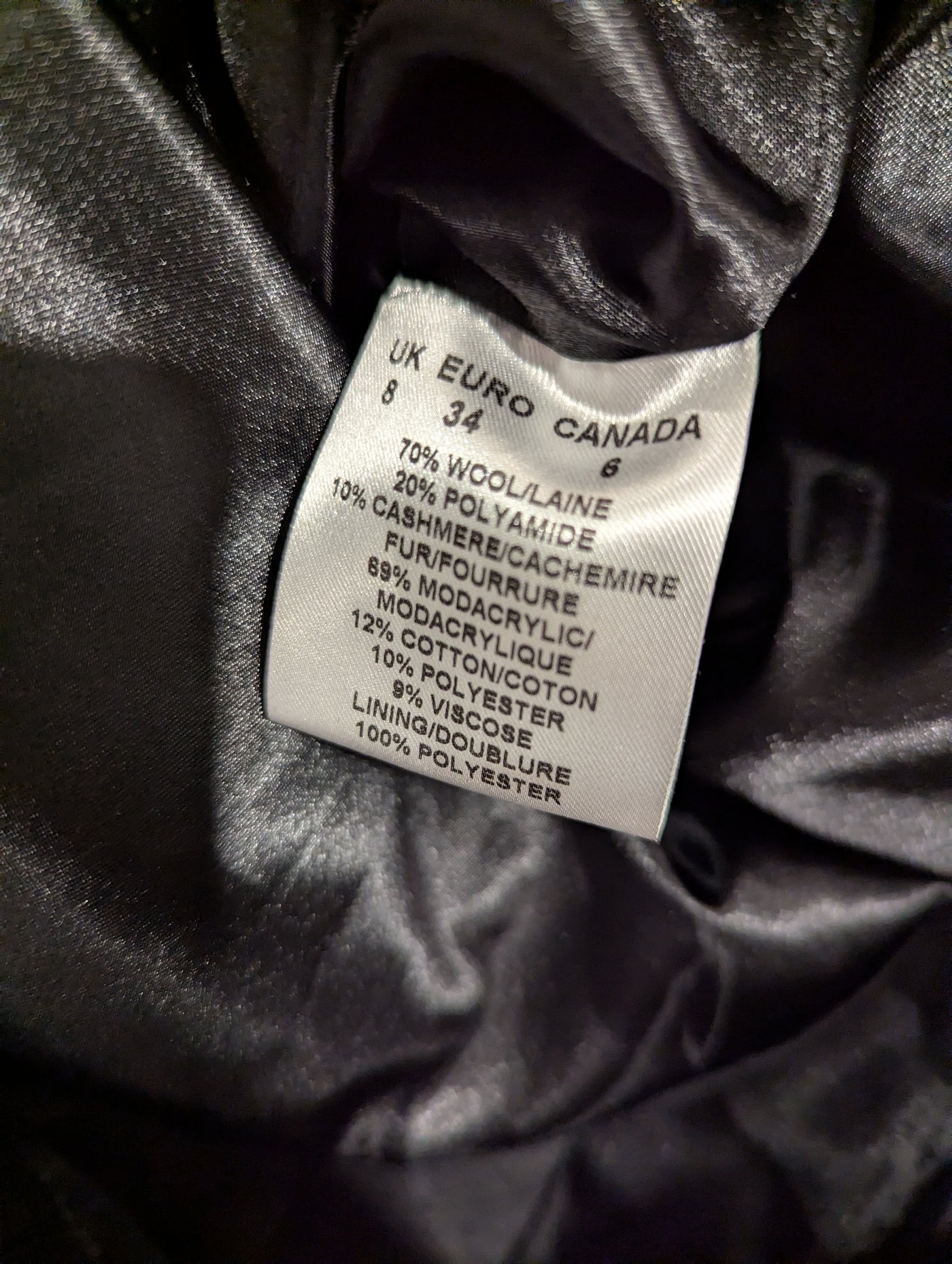 Precis Peitite black wool mix fur collar coat 8