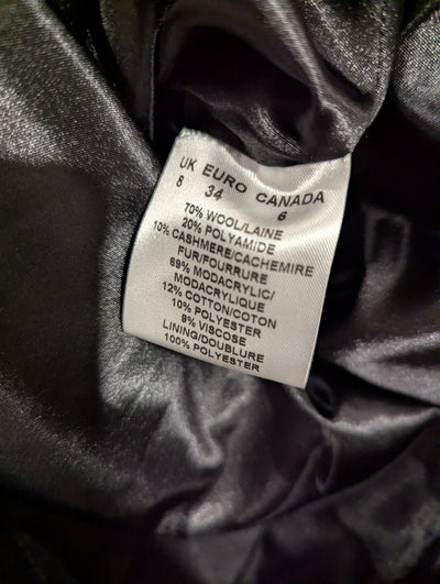 Precis Peitite black wool mix fur collar coat 8