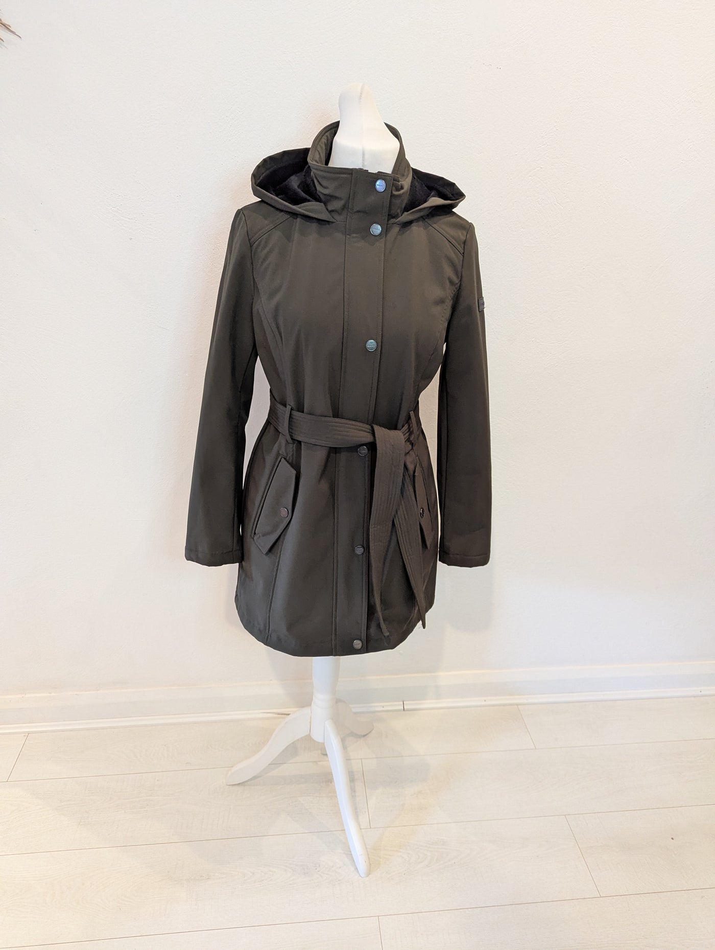 DKNY khaki belted coat S