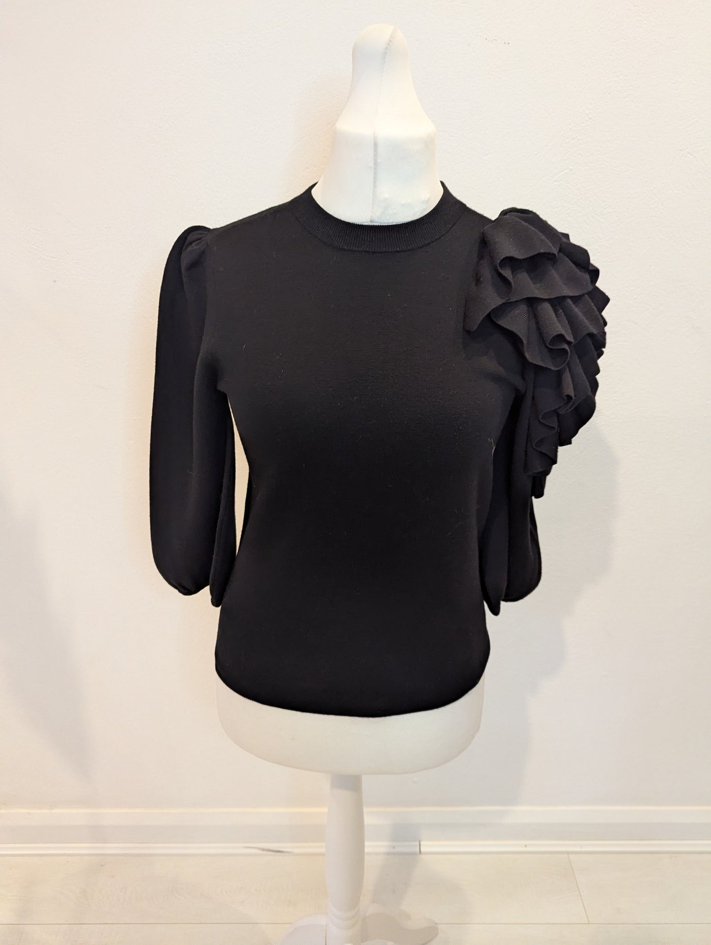 Cos Ruffle Shoulder Merino Wool Jumper M