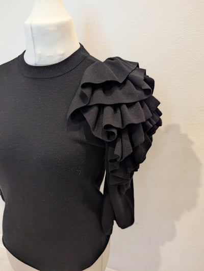 Cos Ruffle Shoulder Merino Wool Jumper M