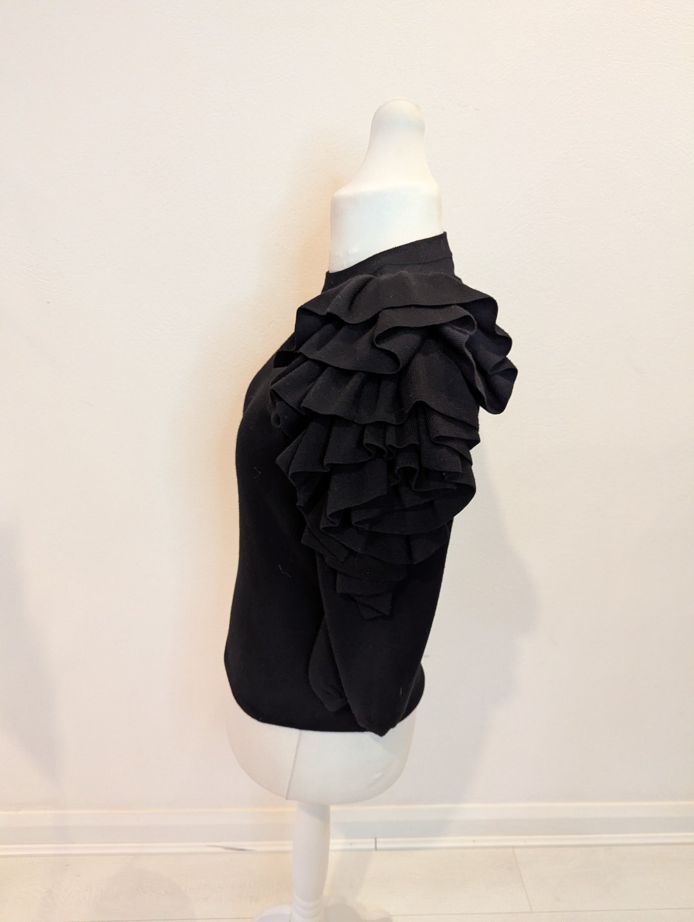 Cos Ruffle Shoulder Merino Wool Jumper M