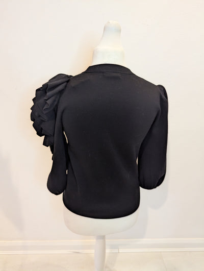 Cos Ruffle Shoulder Merino Wool Jumper M