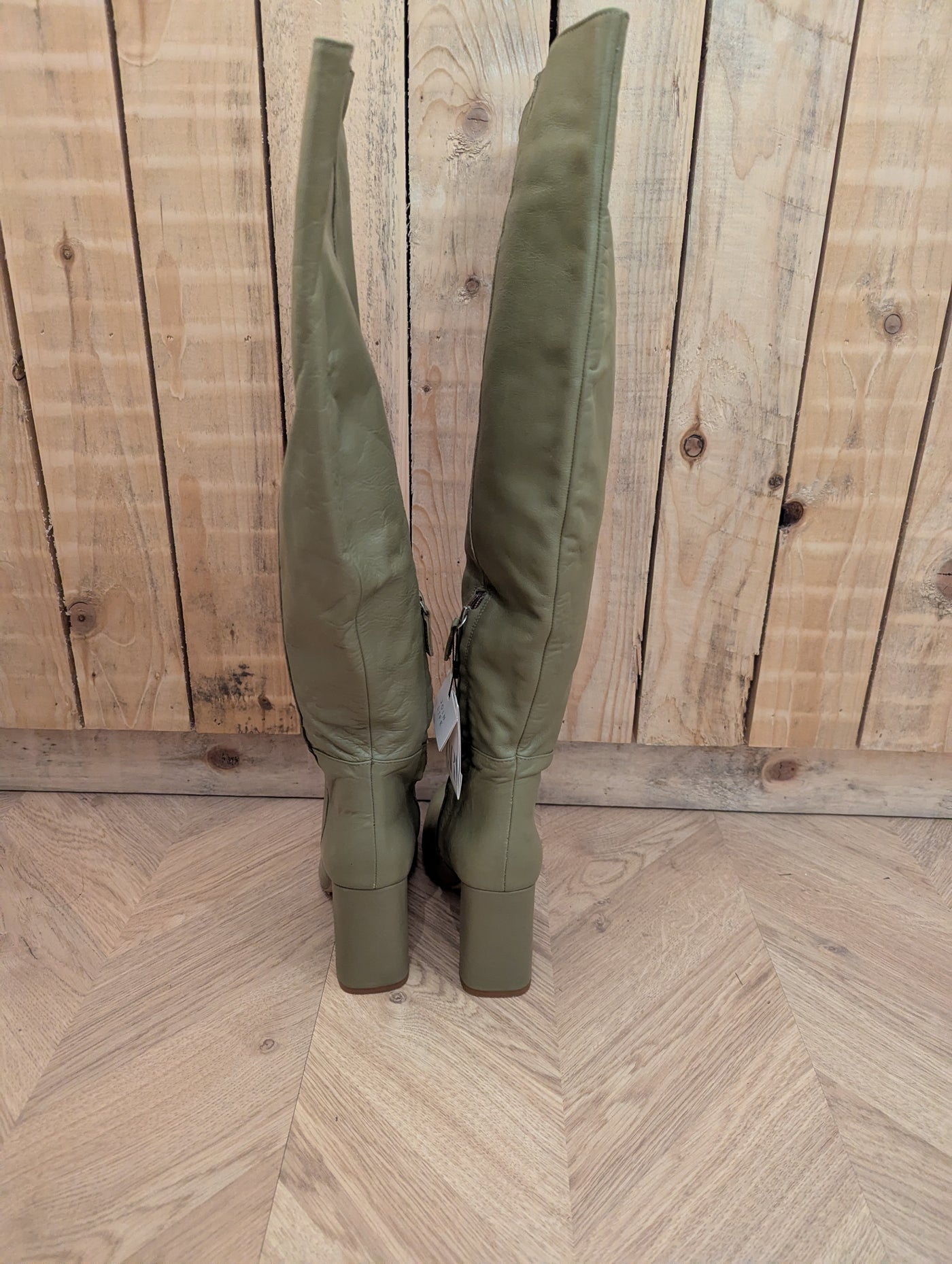 Zara Olive Green Over Knee Boots NWT 6 RRP £119