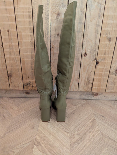 Zara Olive Green Over Knee Boots NWT 6 RRP £119