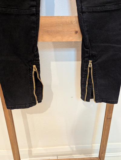 Balmain Black Gold Zip Jeans S