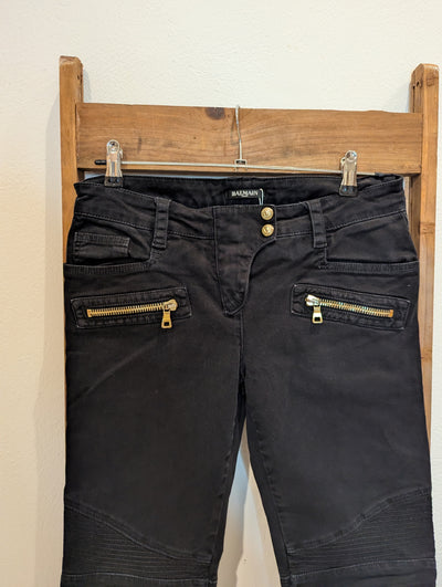 Balmain Black Gold Zip Jeans S
