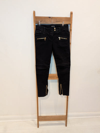 Balmain Black Gold Zip Jeans S
