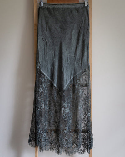Veve Khaki Satin & Lace skirt