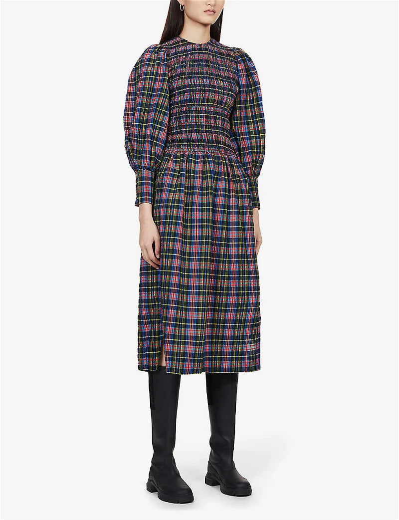 Ganni Check Maxi Dress 40