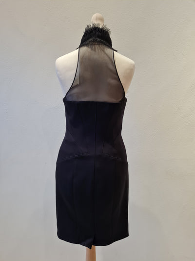 Karen Millen Black Ruffle Zip Neck Dress 10