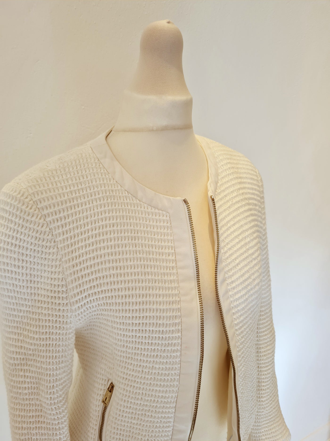 Ted Baker Cream Knit Crop Jacket Size 10