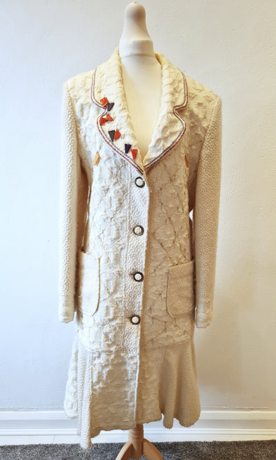 Save the Queen Cream Embellished Coat XL