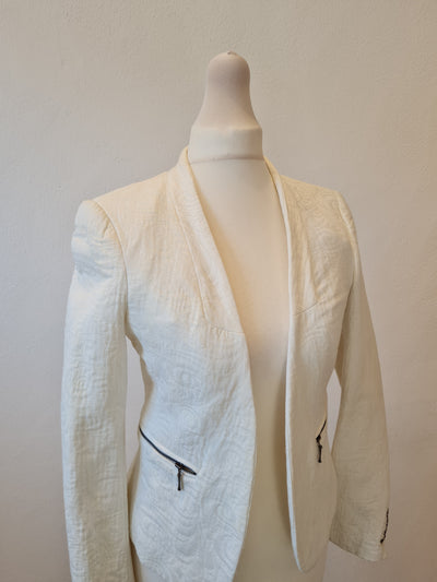 Zara White patterned cropped jacket XS