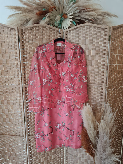 Kaliko Peach Floral Two Piece Dress Suit Size 12