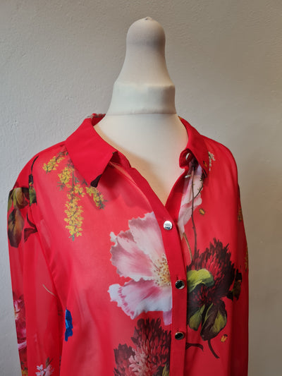 Ted Baker red floral blouse 8/10