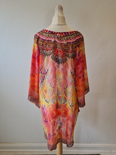 Pink multi beach Cover Up