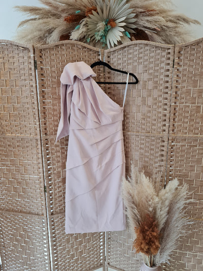 Very Blush one Shoulder Bow Dress Size 10